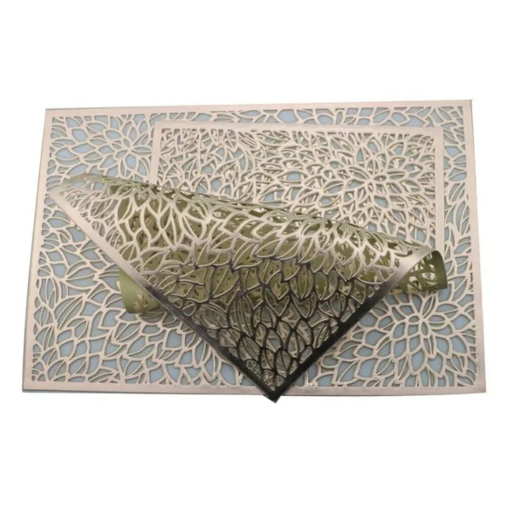 Gold Placemats Laser Cut Elegant Everyday Special Occasion Holiday Elegant 4 PC